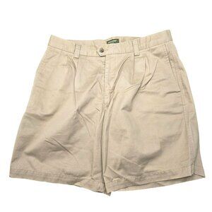 Dockers Mens Shorts Beige Pleated Premium Khakis W36 100% Cotton CM2099